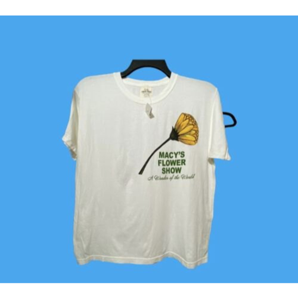 Vintage Macy’s Flower Show Tee Shirt White Size L NWT